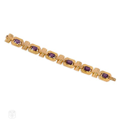 Retro gold and synthetic corundum bracelet