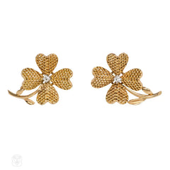 Retro gold clover earrings