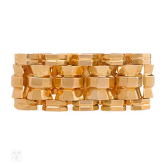 Retro gold column-link tank bracelet