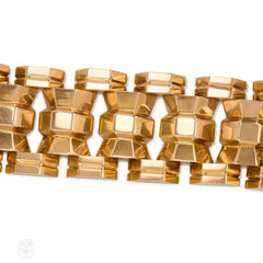 Retro gold column-link tank bracelet