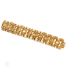 Retro gold column-link tank bracelet