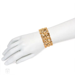 Retro gold column-link tank bracelet