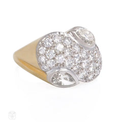 Retro gold, diamond, and platinum ring, René Boivin