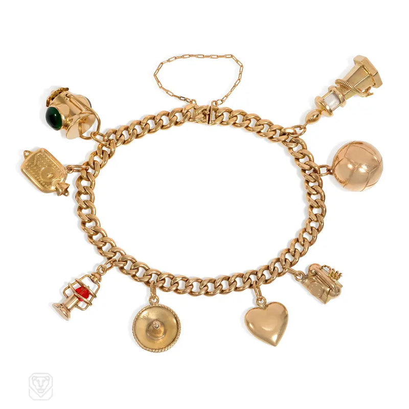 Retro Gold Eight - Charm Curblink Bracelet