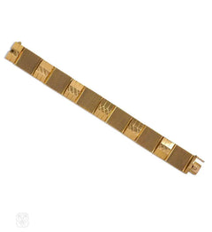 Retro gold etched trapezoid bracelet