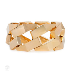 Retro gold faceted-link bracelet. France