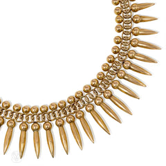Retro gold fringe necklace