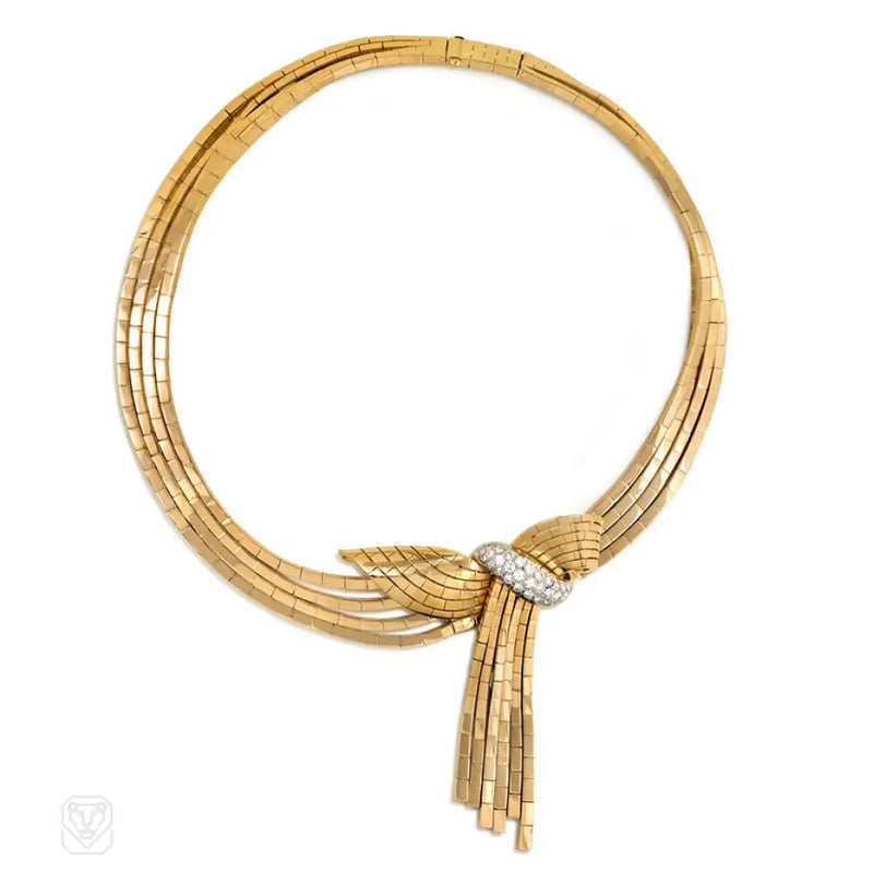 Retro Gold Necklace With Detachable Swag Brooch Garrard London