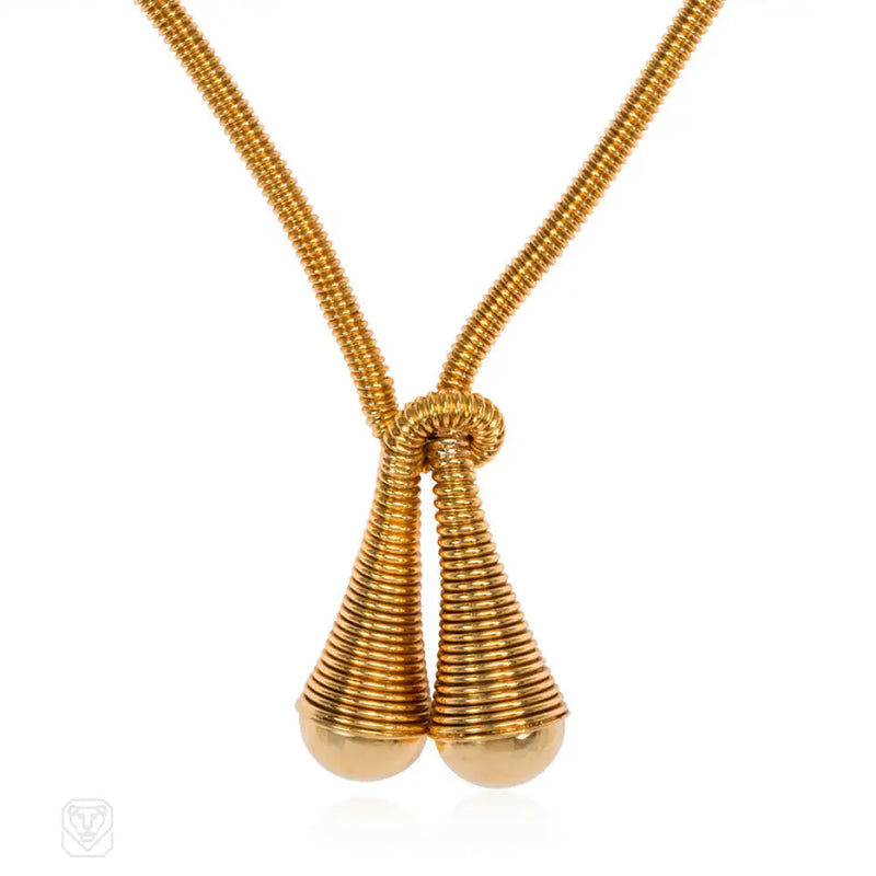 Retro Gold Overlapping Lariat Austro - Hungary