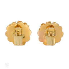 Retro gold reflective accordion earrings