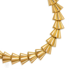 Retro gold scalloped link necklace, France