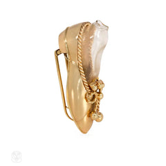 Retro gold shoe posy brooch, Flato