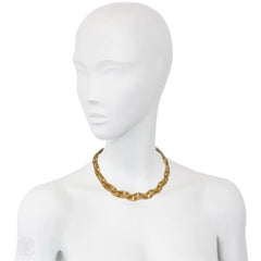 Retro gold twisted gas pipe necklace. France