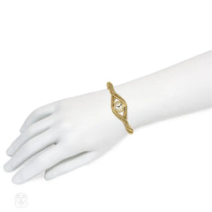 Retro gold twisted snakechain bracelet watch, Cartier, Paris