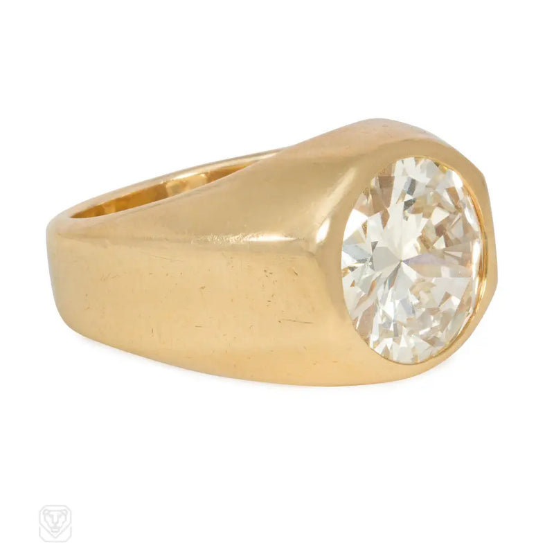Retro Monture Cartier Gold And Diamond Solitaire Ring