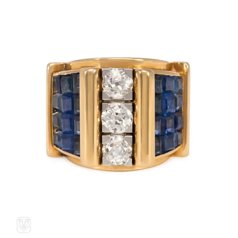 Retro Odeonesque Sapphire And Diamond Ring