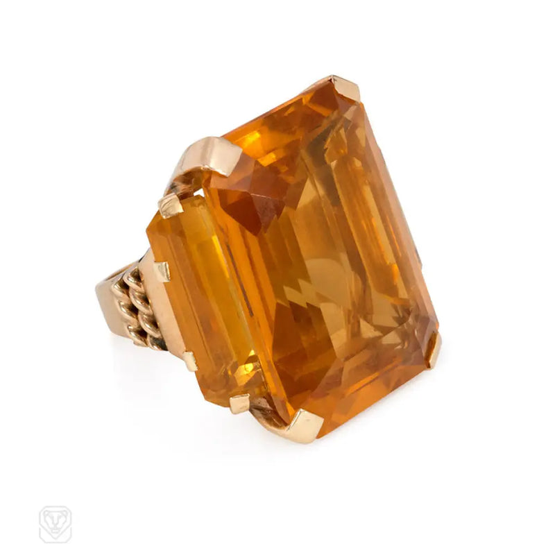 Retro Oversized Citrine Cocktail Ring