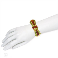 Retro peridot and citrine bow bracelet