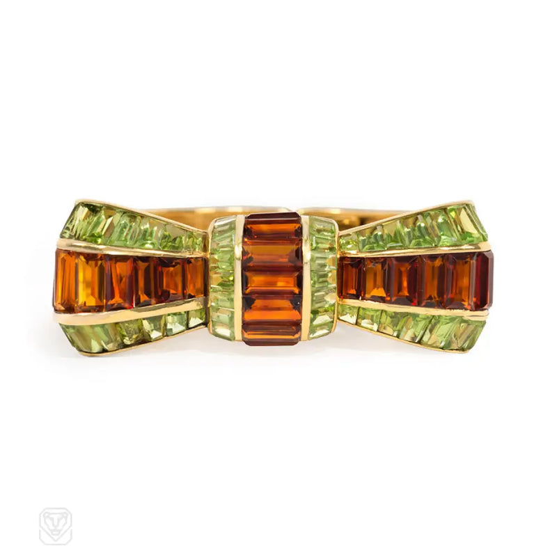 Retro Peridot And Citrine Bow Bracelet