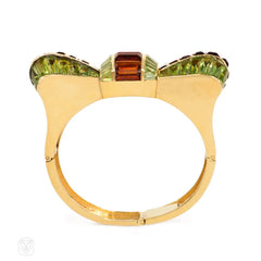 Retro peridot and citrine bow bracelet