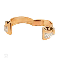 Retro rose gold and diamond bracelet with removable clips, France