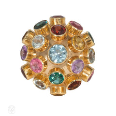 Retro rose gold, multigem sputnik ring