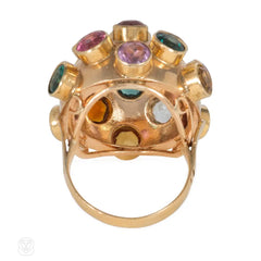 Retro rose gold, multigem sputnik ring