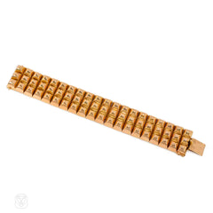 Retro rose gold pyramid link bracelet, France.