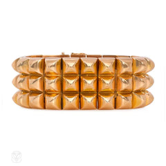 Retro rose gold pyramid link bracelet, France.