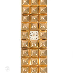 Retro rose gold pyramid link watch, Vacheron Constantin
