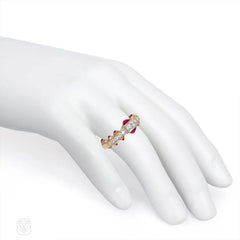 Retro ruby and diamond horseshoe ring