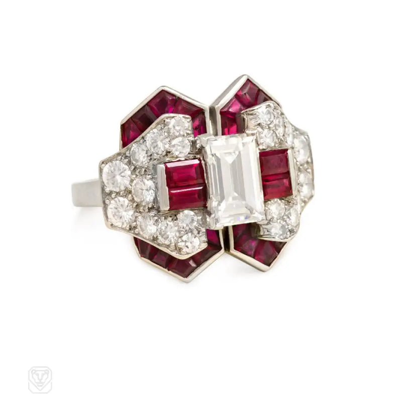 Retro Ruby And Diamond Ring Oscar Heyman