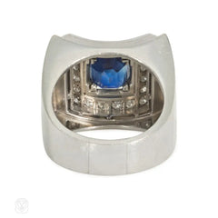 Retro sapphire and diamond curved cocktail ring