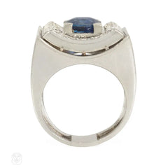 Retro sapphire and diamond curved cocktail ring