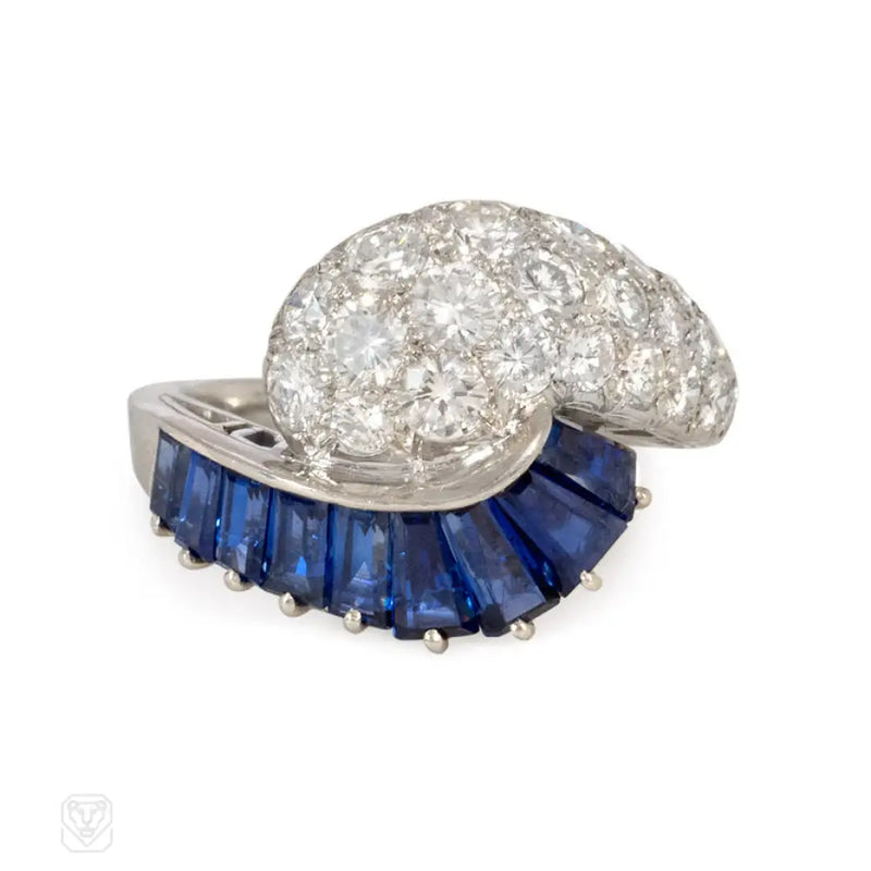 Retro Sapphire And Diamond Ring Oscar Heyman Bros.