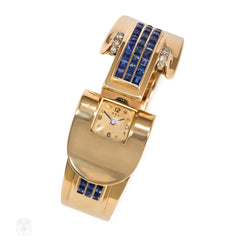 Retro sapphire covered watch. Trabert and Hoeffer Mauboussin