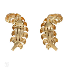 Retro Tiffany & Co. gold fern leaf earrings