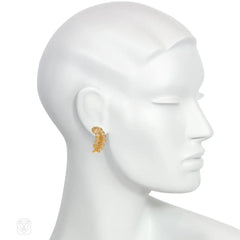 Retro Tiffany & Co. gold fern leaf earrings