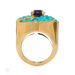 Retro turquoise and amethyst ring. Cartier, Paris