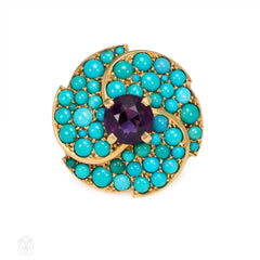 Retro turquoise and amethyst ring. Cartier, Paris