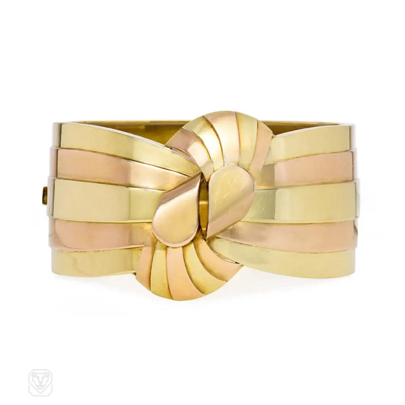 Retro Two - Color Gold Knot Cuff Bracelet France