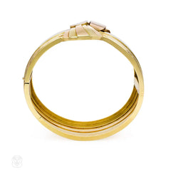 Retro two-color gold knot cuff bracelet, France