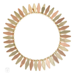 Retro two-color gold necklace, in 14k. Sparkes
