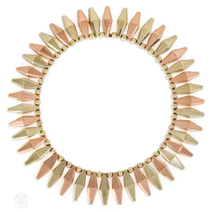 Retro two-color gold necklace, in 14k. Sparkes