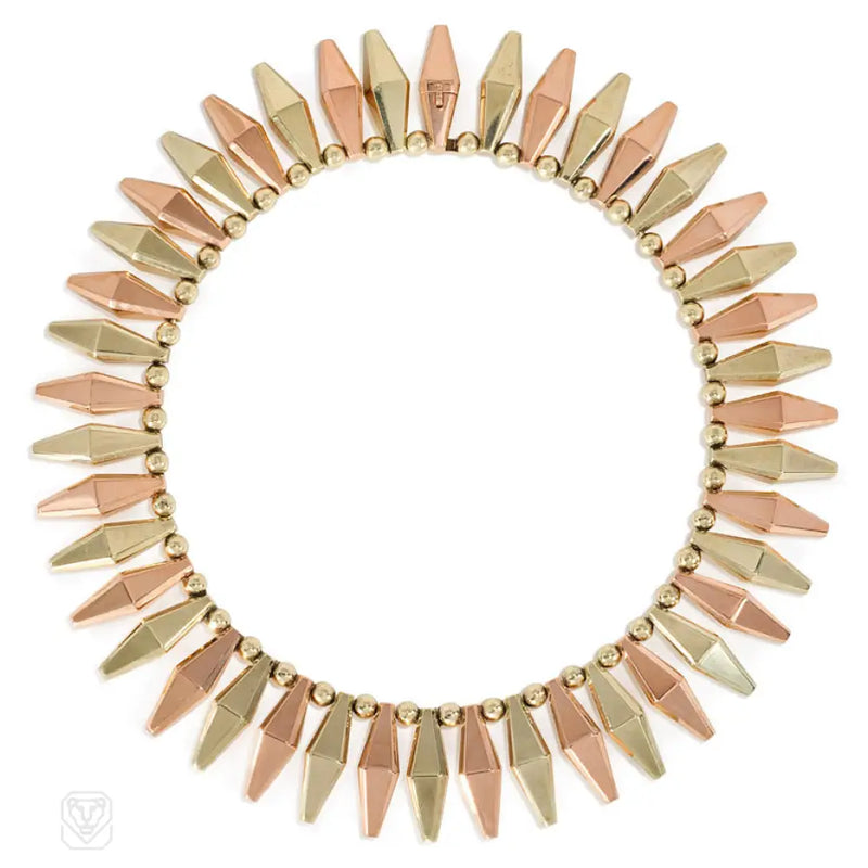 Retro Two - Color Gold Necklace In 14K. Sparkes