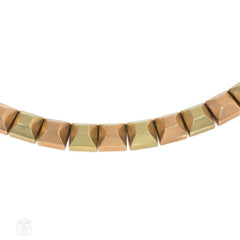 Retro two-color gold sugar cube necklace