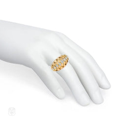 Retro Van Cleef & Arpels rose gold and diamond bombé ring