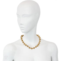 Retro yellow and rose gold bead necklace
