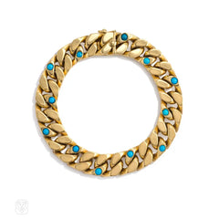 Reversible gold and turquoise bracelet