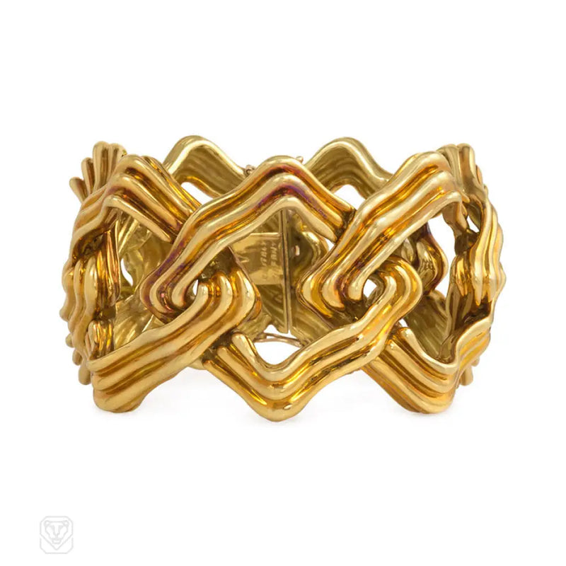 Ribbed Gold Link Bracelet Tiffany Italy